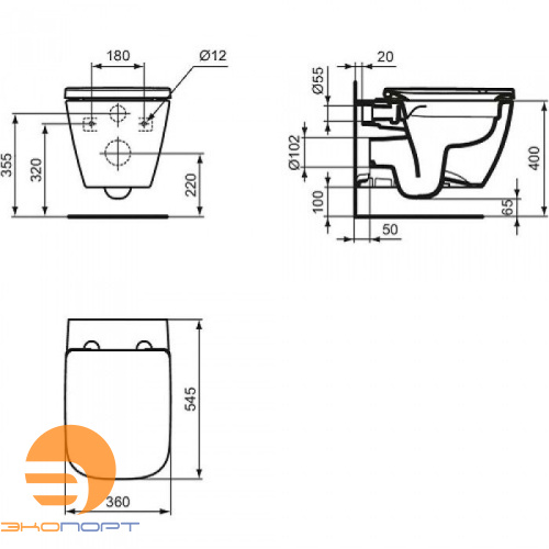 Унитаз подвесной i.life B, с сиденьем и крышкой IDEAL STANDARD