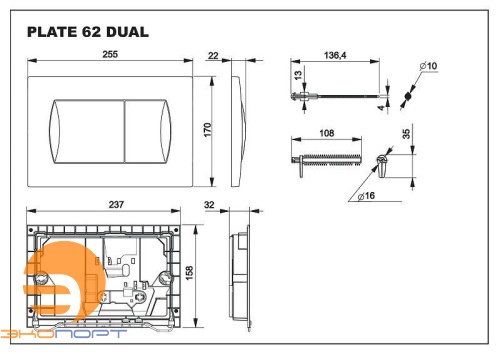 Комплект Roca Mateo подвесной унитаз+инсталляция+кнопка+сид(мл) ROCA