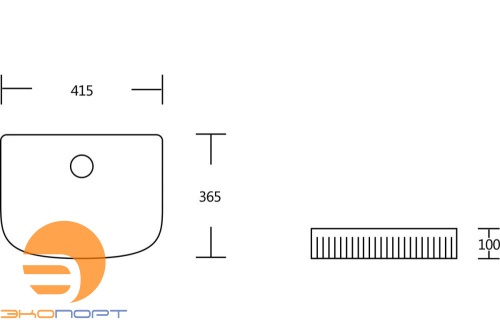 Раковина накладная без перелива, белый глянец, ребристый край, MILLEAU