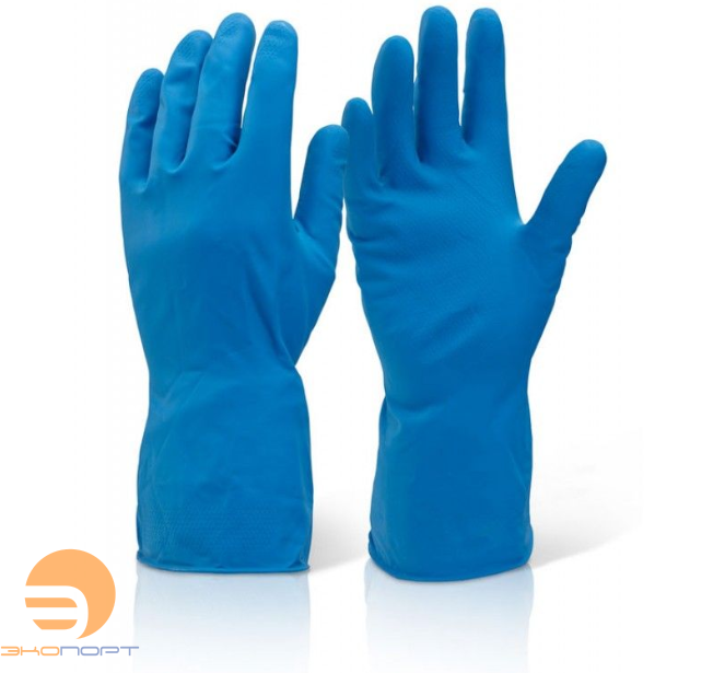 Перчатки хозяйственные латексные универсальные Gloves L синие