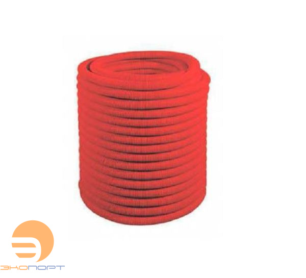 Труба защитная гофрированная (пешель) 32 (нар ф43) красная  (50м бухта) KAN-therm