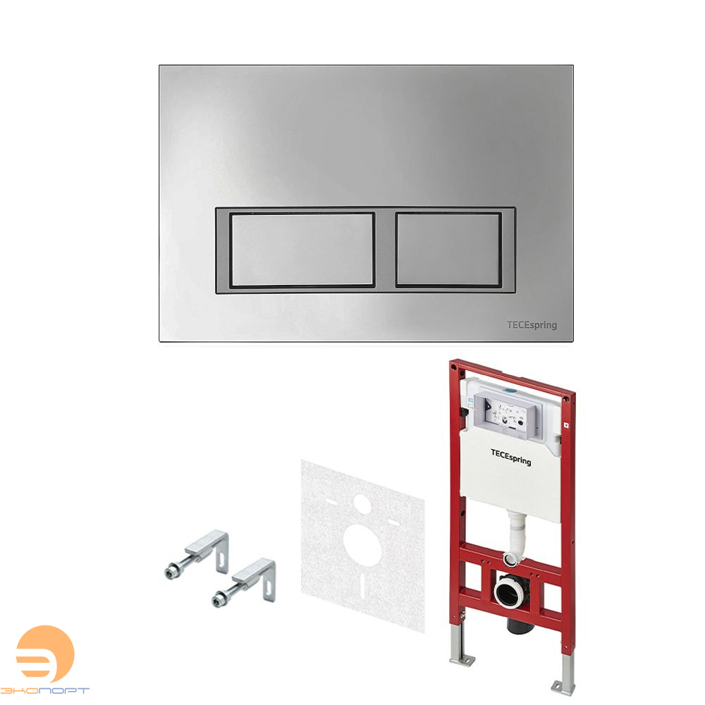 Комплект TECEspring, панель смыва с прямоугольными кнопками, хром глянцевый