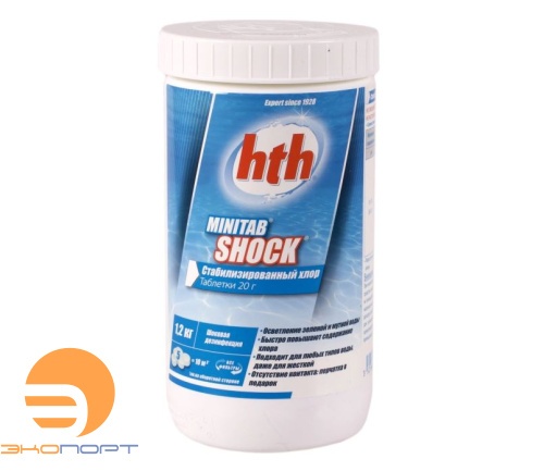 Быстрый стабилизированный хлор в таблетках MINITAB SHOCK (20г / 1,2кг), hth