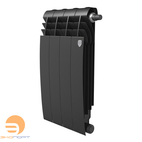 Радиатор биметал. Noir Sable 500/87 VR80   4 секций (черный, нижнее подключение) Royal Thermo