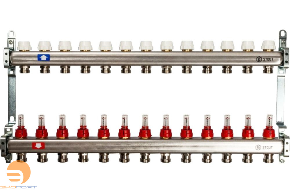 Коллектор 13 вых с вент вставками (без заглушек) Stout