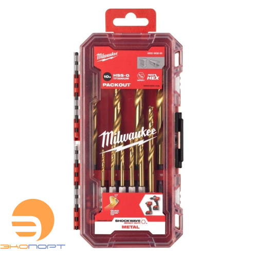 Набор сверл по металлу RedHEX HSS-TiN (10шт), Milwaukee