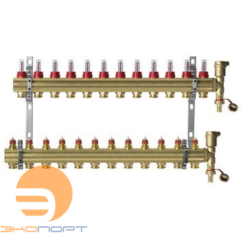 Комплект коллекторов с расходомерами FHF-12F set латунь 