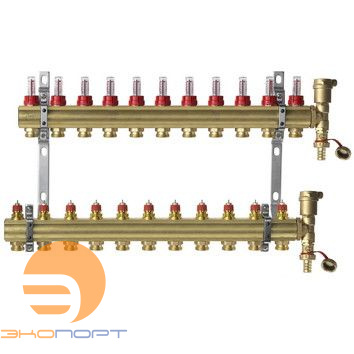 Комплект коллекторов с расходомерами FHF-11F set латунь 