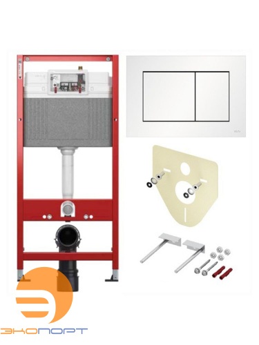 Комплект 4в1 TECEbase 2.0 для установки подвесного унитаза с панелью TECEnow, белый матовый, TECE