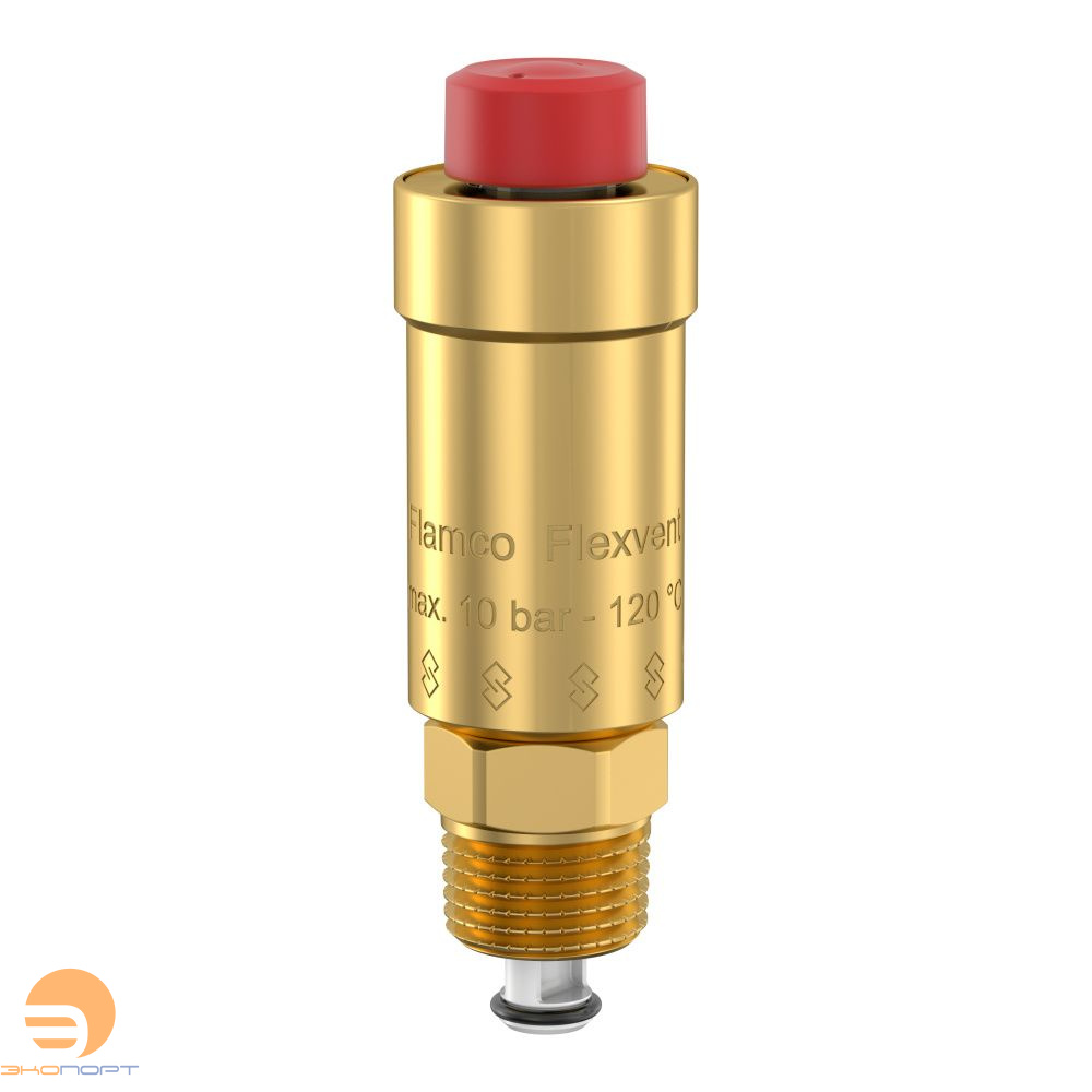 Воздухоотводчик поплавковый Flexvent 1/2" (внешняя резьба с откл. клапаном, латунь) Тм=120, Рм=10