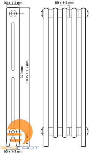 Радиатор чугунный Радимакс DERBY 870 (цена за секцию)		