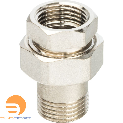 Сгон прямой (американка)  1/2" НВ никель, уплотнение o-ring STOUT