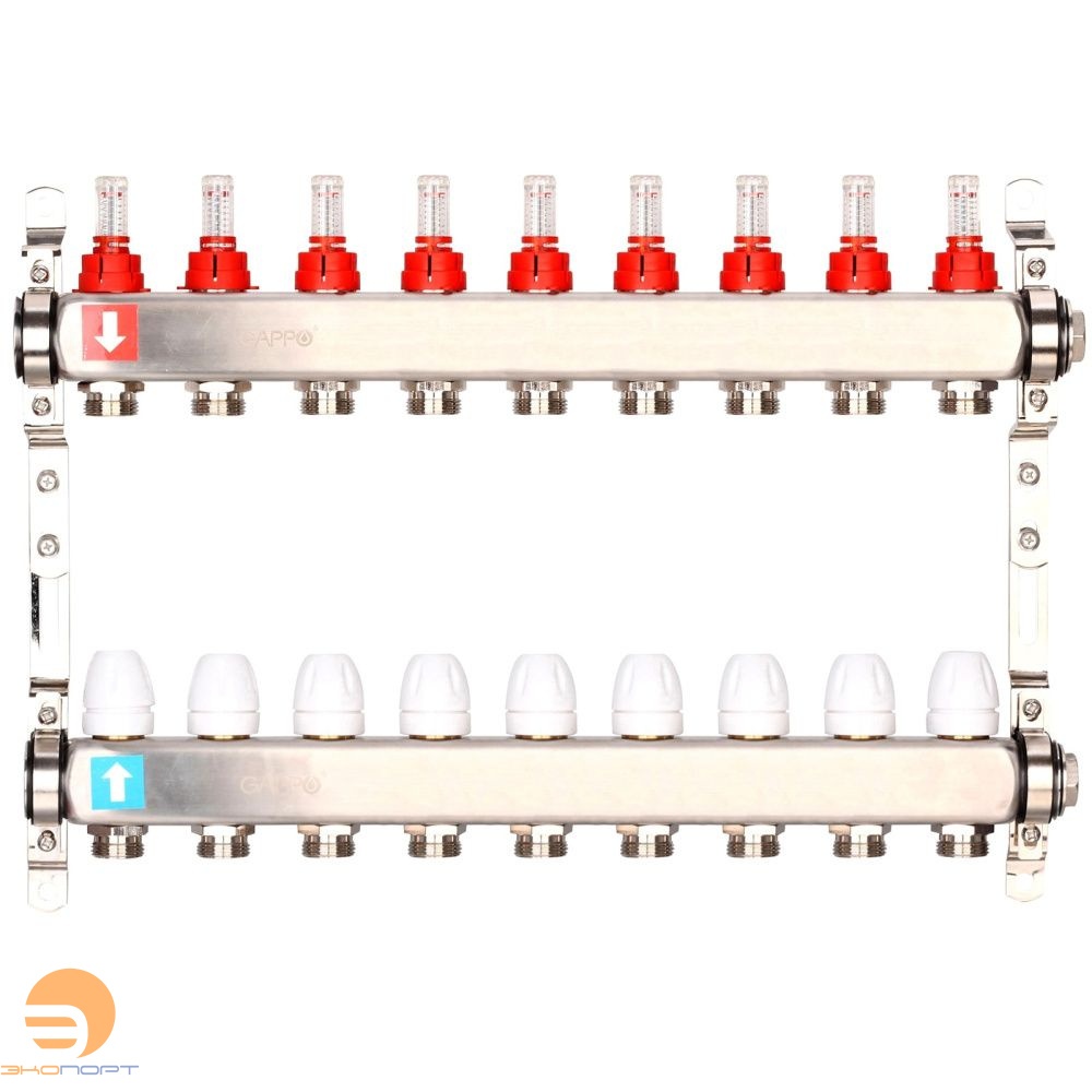 Коллектор из нержавеющей стали с расходомерами  (8 вых), Gappo