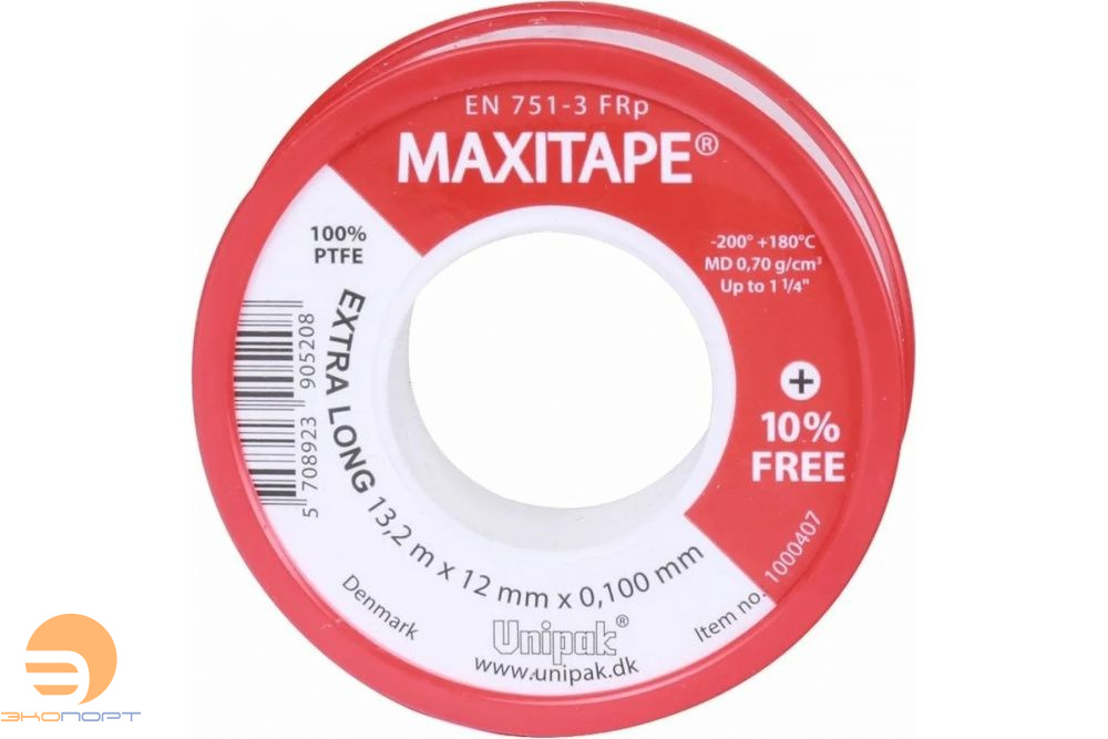 Фум-лента (12х0,1мм) 12-13,2м, красная MAXITAPE