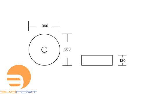 Раковина накладная круглая NUAGE (360*360*120), без перелива, белый глянец, MILLEAU
