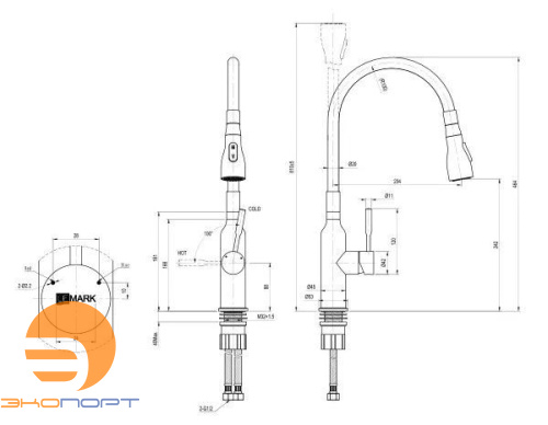 Смеситель для кухни Expert с гибким черным изливом , LEMARK Смеситель для кухни Expert с гибким черным изливом , LEMARK