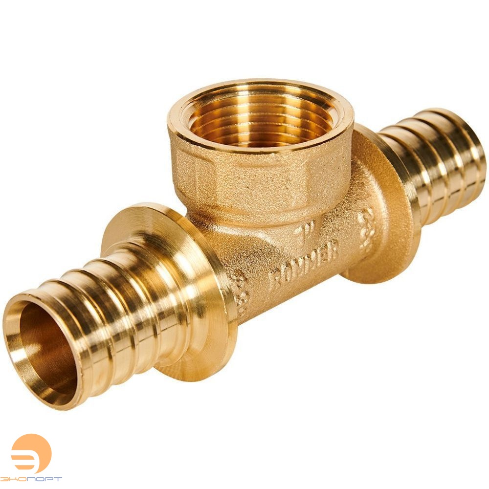 Тройник с переходом на резьбу ВР 32-1"-32 латунь Rommer