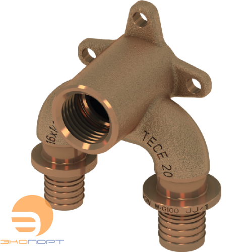 Тройник угловой с настенным креплением 20хRp1/2х16 бронза TECE