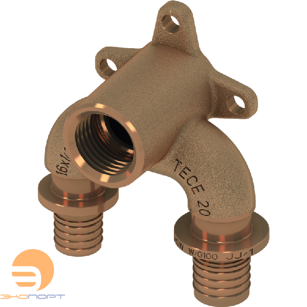 Тройник угловой с настенным креплением 20хRp1/2х16 бронза TECE