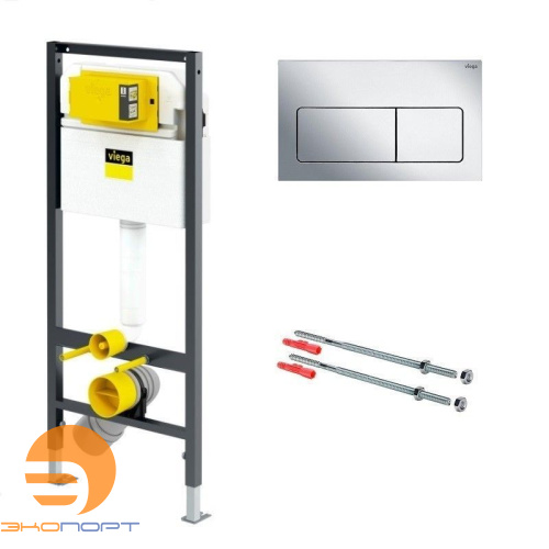 Модуль 3в1 для подвесного унитаза Prevista Dry h=112см, клавиша хром, Viega