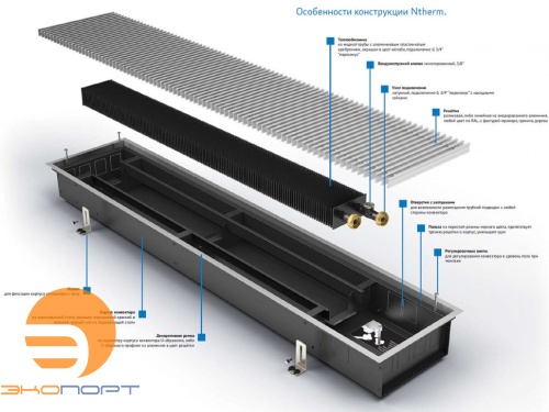 Конвектор Varmann Ntherm N 140.090.1400 RR U EV1 натуральный алюминий, профиль U