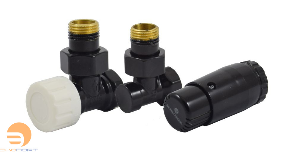 Комплект угловой Чёрный DN15 GZ1/2 x GW1/2 с головкой MINI M30x1,5 Standard Mini Schlosser