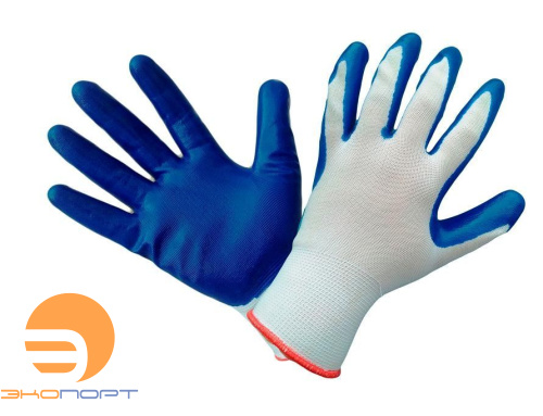Перчатки нейлоновые с нитриловым покрытием (синие). Люкс