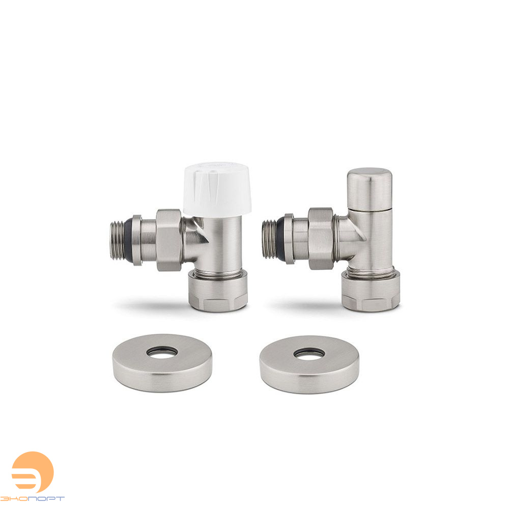 Комплект радиаторных клапанов 1/2х3/4Ek угловой матовый никель Varmega