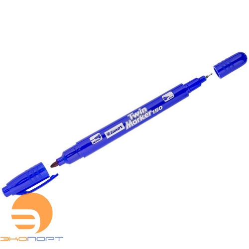 Маркер перманентный двухсторонний "150" синий, пулевидный, 0,7/1мм Luxor 