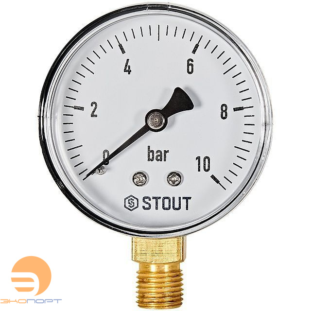 Манометр радиальный. Корпус Dn 63 мм 1/4 , 0...10 бар, кл.2.5 STOUT 