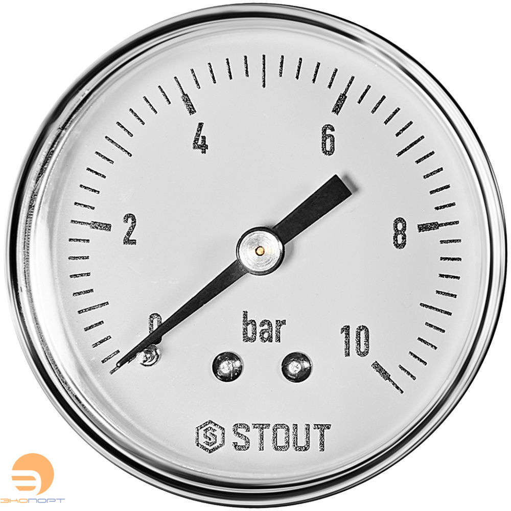 Манометр аксиальный. Корпус Dn 50 мм 1/4 , 0...10 бар, кл.2.5, STOUT