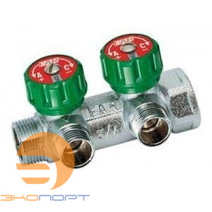 Регулирующий коллектор 1 1/4" (НР - ВР) c 2-мя отводами 1” (межосев. 70 мм) FAR