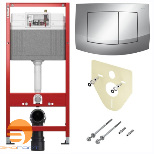 Комплект 4в1 TECEbase 2.0 для установки подвесного унитаза с панелью TECEambia, хром глянцевый, TECE