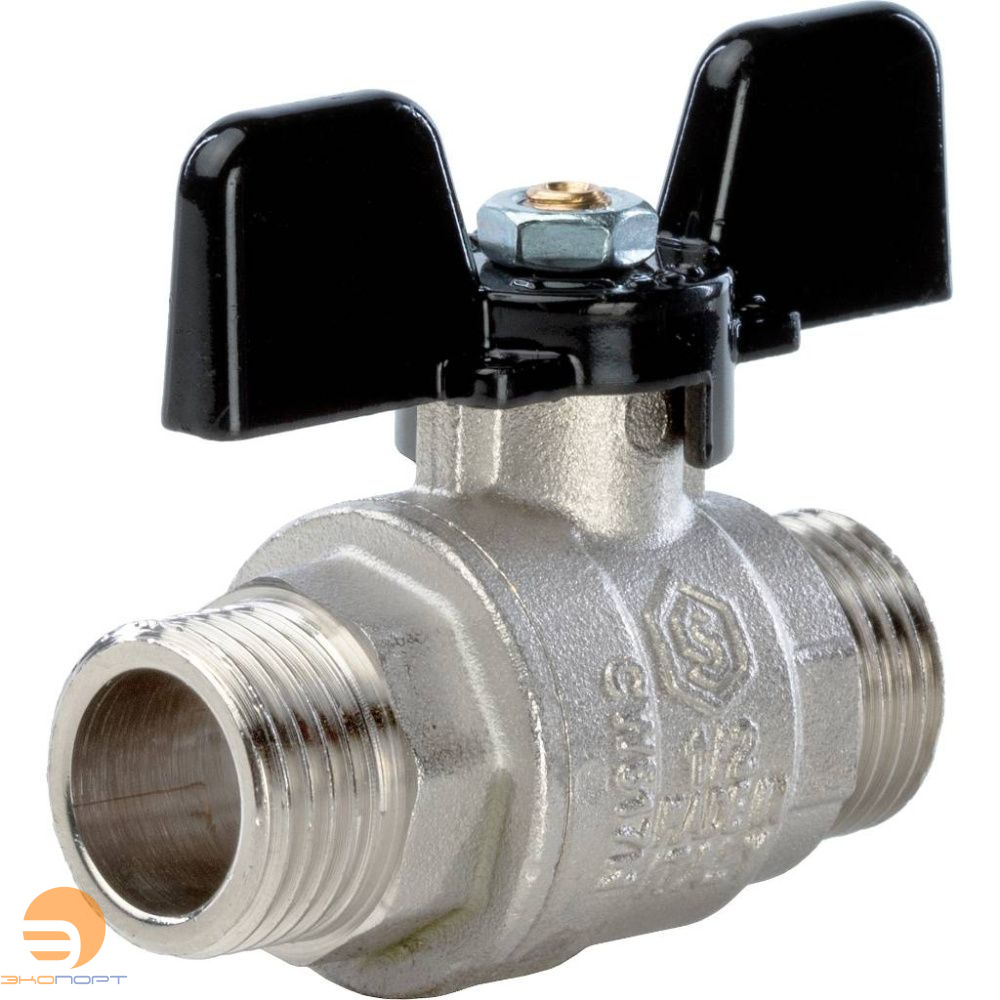 Кран шаровой полнопроходной  НН 1/2" (бабочка) STOUT (ГОСТ)
