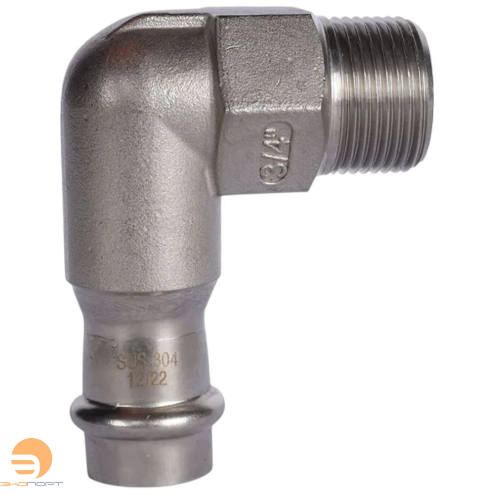 Отвод 18х3/4 НР нерж. Rommer