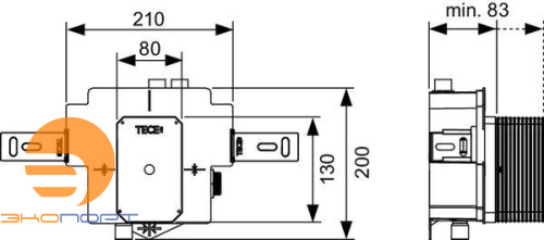 Клапан смыва писсура U2 c монтажной пластиной TECE Клапан смыва писсура U2 c монтажной пластиной TECE