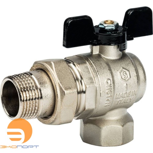 Кран шаровой полнопроходной угловой, ВР/НР, ручка бабочка 1, (американка) STOUT (гост)