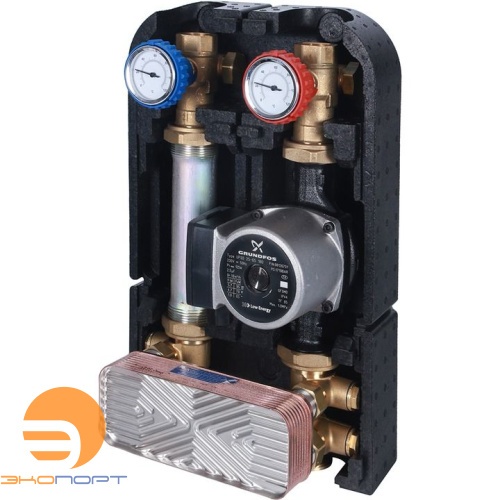 Насосная группа с теплообменником 18 пл., с насосом Grundfos UPSO 25-65 в теплоз. STOUT 