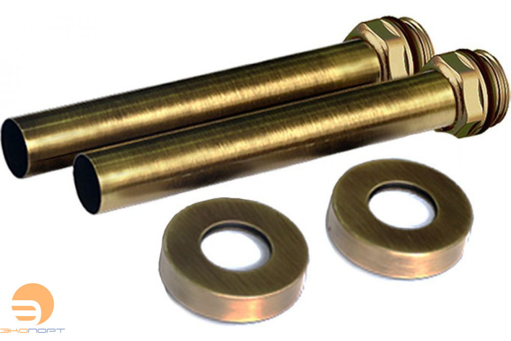 Комплект декоративных трубок с резьбой и круглыми глубокими отражателями 15х1/2х L150, бронза SR Rubinetterie