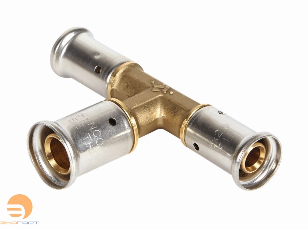 Тройник 16-20-16 латунь, пресс HENCO