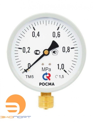 Манометр ТМ-510Р.00 М2 (0..1,0 МПа), М20*1,5, 100мм, 150С, кл.т.1,5, радиальный