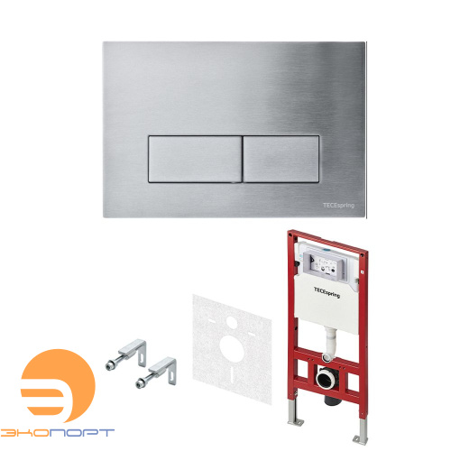 Комплект TECEspring, панель смыва с прямоугольными кнопками, нерж. сталь, сатин Комплект TECEspring, панель смыва с прямоугольными кнопками, нерж. сталь, сатин