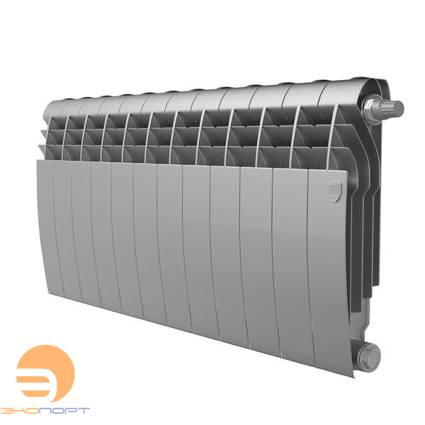 Радиатор биметаллический Silver Satin 350/87 VR80 12 секций (серый, нижнее подключение) Royal Thermo