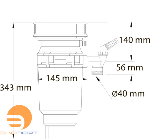 Измельчитель пищевых отходов WDU-1ASEU , 375 Вт (1/2 л.с.), 2500 об/мин., McAlpine