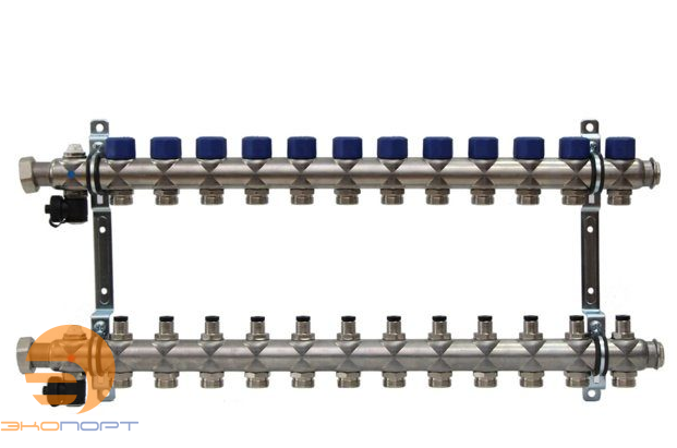 Коллектор с вент. вставками на 12 выходов 3/4" евроконус  FRAENKISCHE