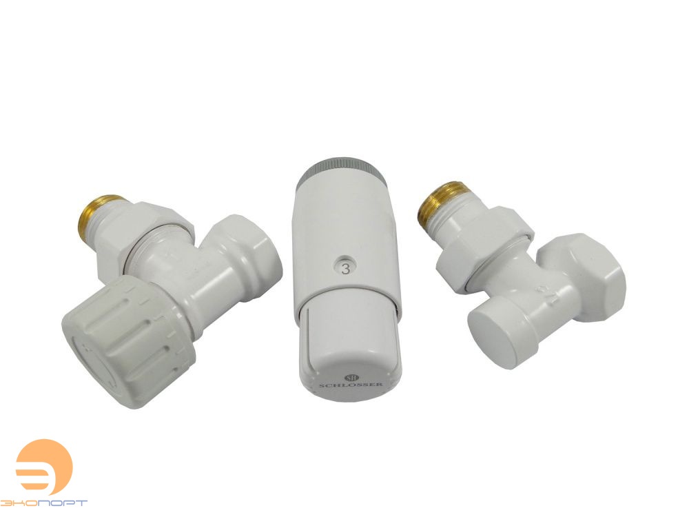 Комплект угловой БЕЛЫЙ DN15 GZ1/2 x GW1/2 с головкой MINI M30x1,5 Standard Mini Schlosser