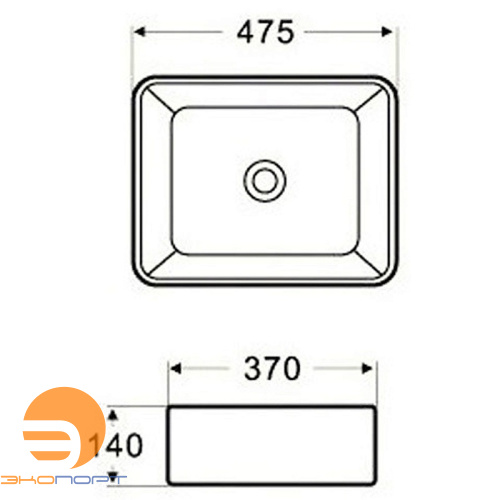 Раковина накладная 475*370*140 белая AZARIO