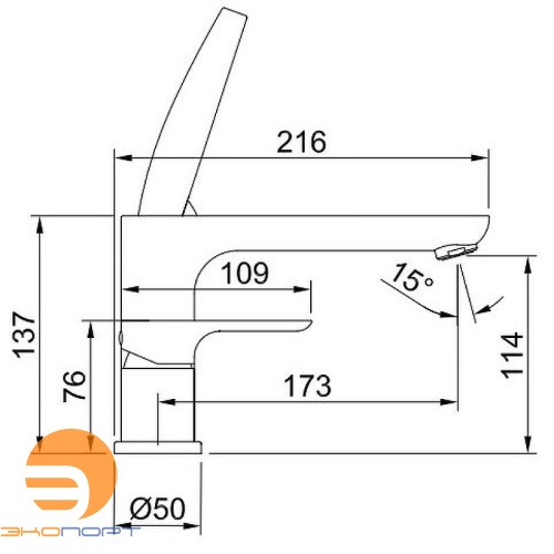 Смеситель на борт ванны на 3 отверстия, хром, RAGLO 