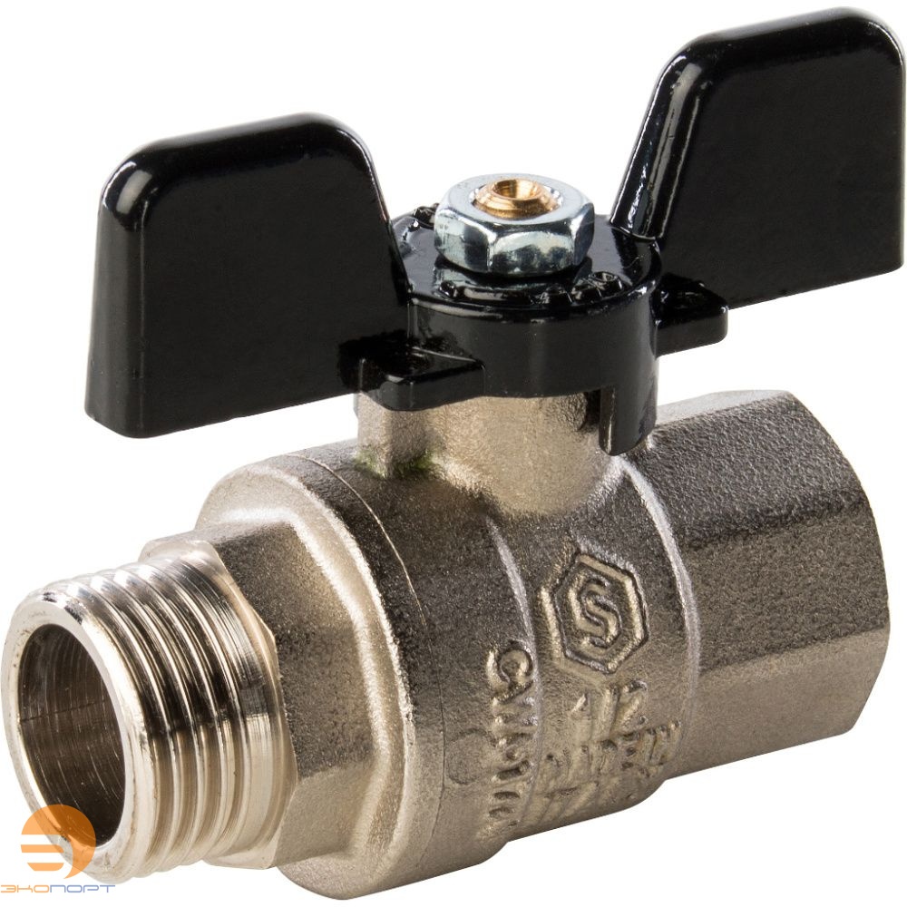 Кран шаровой полнопроходной ВН  1/2" (бабочка) STOUT