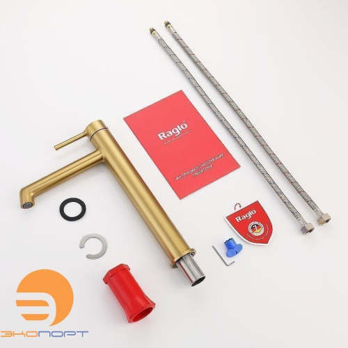 Смеситель для раковины R20 высокий, Сатин золотой, RAGLO 